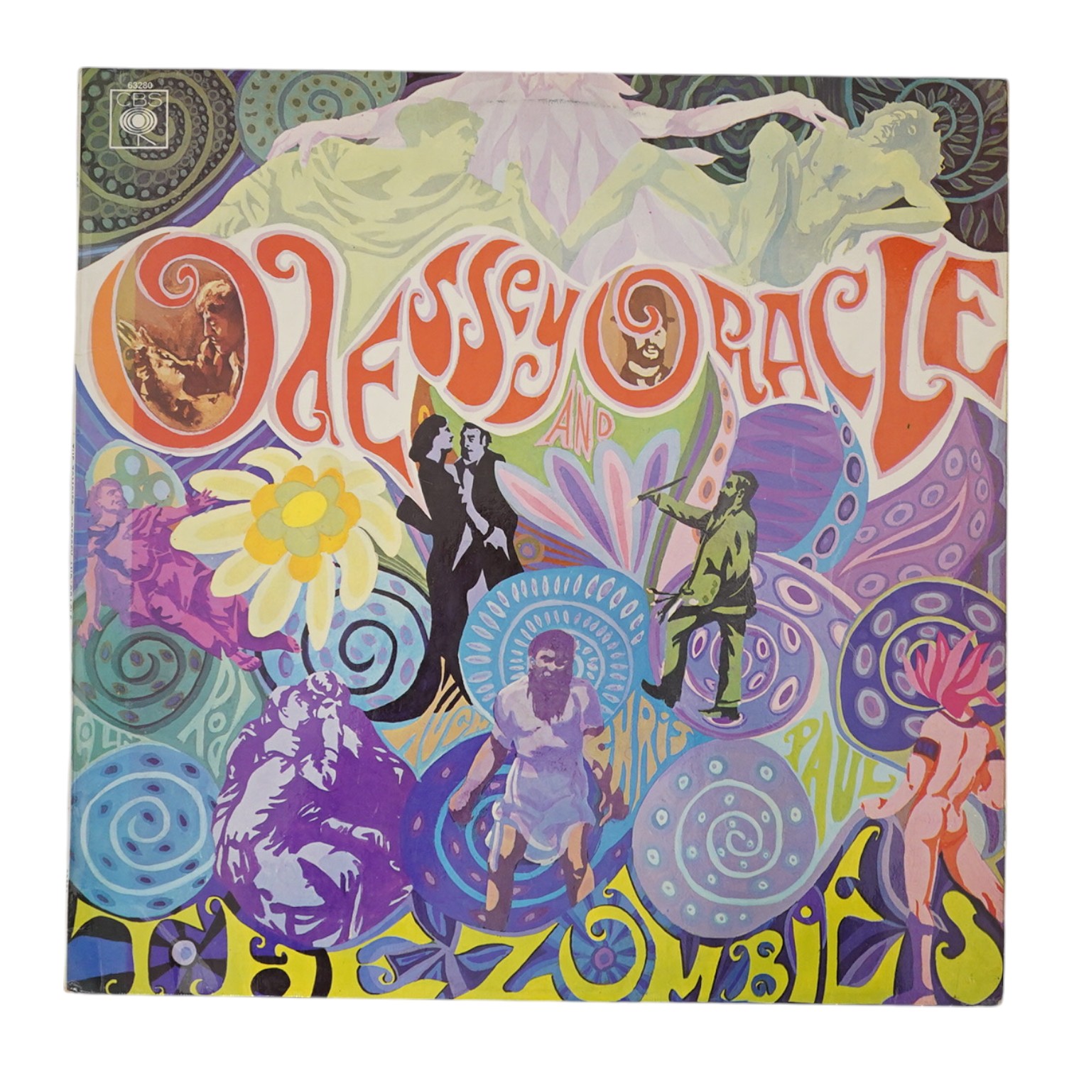 The Zombies; Odessey and Oracle LP record album, on CBS stereo label, S632280, SBPG 632280 A2/B2. Condition - fair to good, some light surface scratches, cover generally good with minor wear and slight staining.